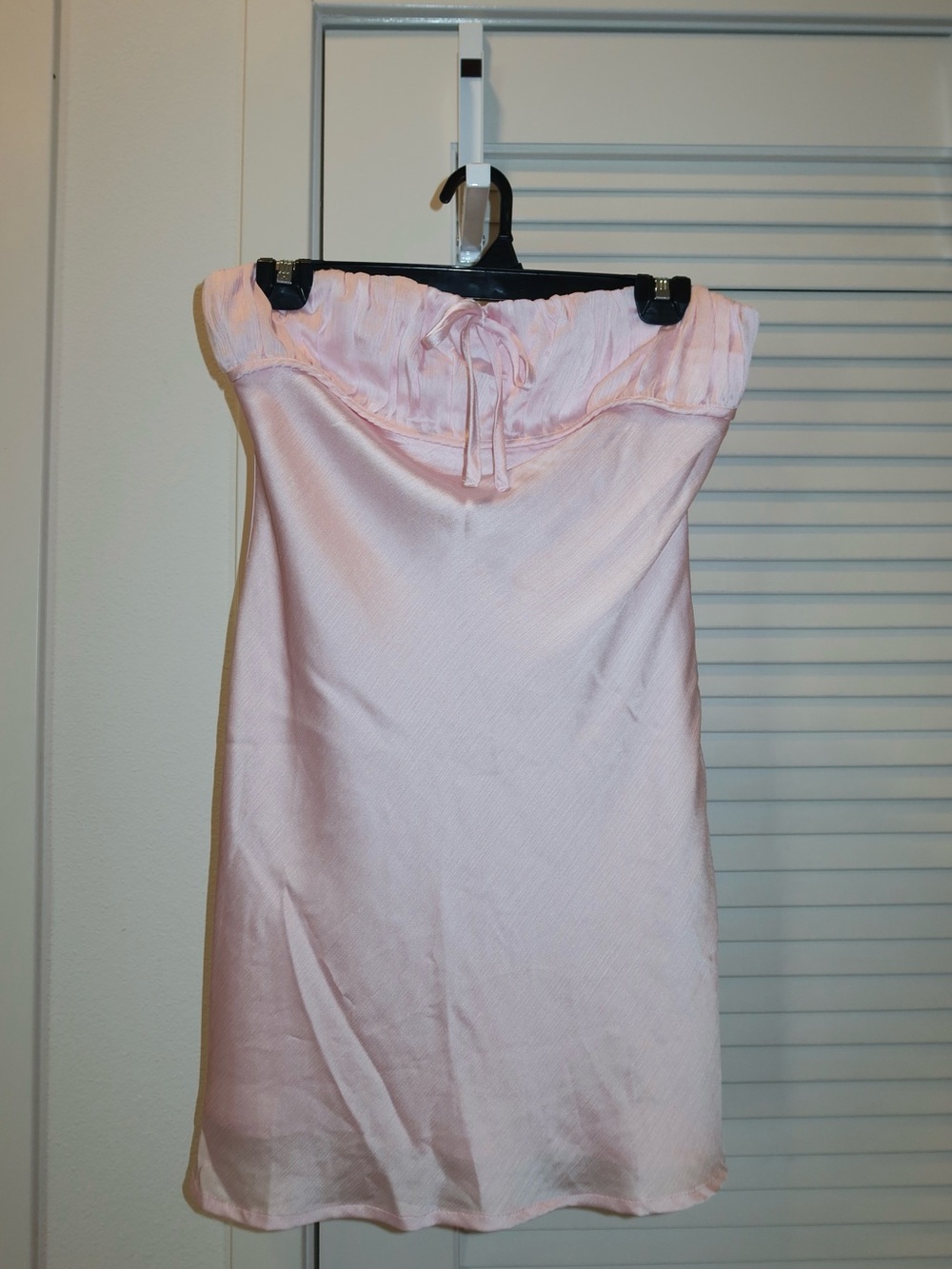 Peppermayo Pastel Pink Satin Strapless Dress